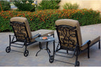 Darlee Santa Monica 3 Pc Cast Aluminum Chaise Lounge Set w/ 24 Inch Table & in Antique Bronze/Sesame