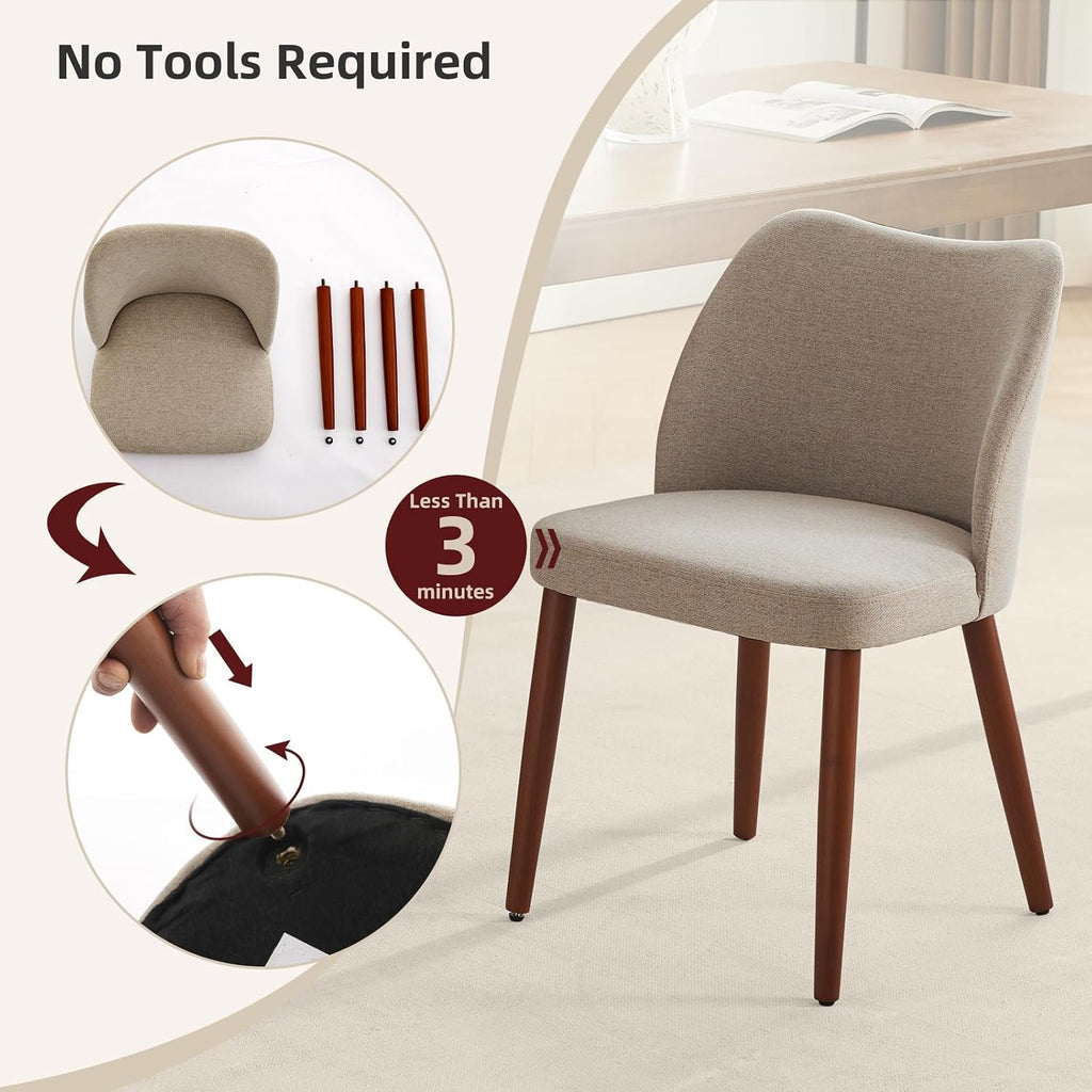 GarveeHome Dining Chairs Set of 4, Modern Hollow Back Dining Room Chair | Upholstered Kitchen Chairs with Adjustable Foot Pads, Wooden Dinner Chair for Kitchen Dining Room