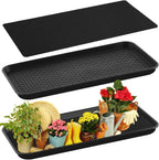 Vesici 1 Set/2 Pcs Large Self-Watering Plant Trays (30"x15") and 3mm Capillary Mat-Automatic Watering System for Indoor/Outdoor Plants, Durable Plastic Seedling Trays for Potted Plant, Garden