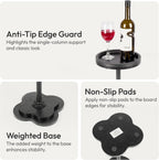 Modern Accent Pedestal Side End Table for Small Spaces – Pedestal End Table with Solid Metal Leg and Weighted Clover Base for Living Room, Sofa Couch, Bedroom and Office (Black)