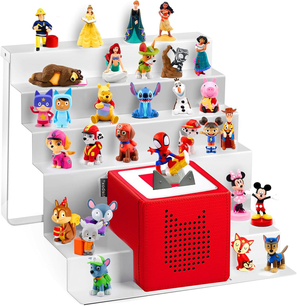 6-Tier Metal Tonies Shelf Magnetic, Compatible with Toniesbox 1 & 2 | Tonies Storage for Tonies Figures 50 Characters, White Desktop Display Shelf