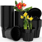 24 Pcs 3 GallonPlanter Nursery Pots, Seed Starting Pot Plastic Flower Seedling Pots with Drainage Holes Flexible Plant Container for Indoor Outdoor Garden Lawn Yard Plants Seedlings (24, 3 Gallon)