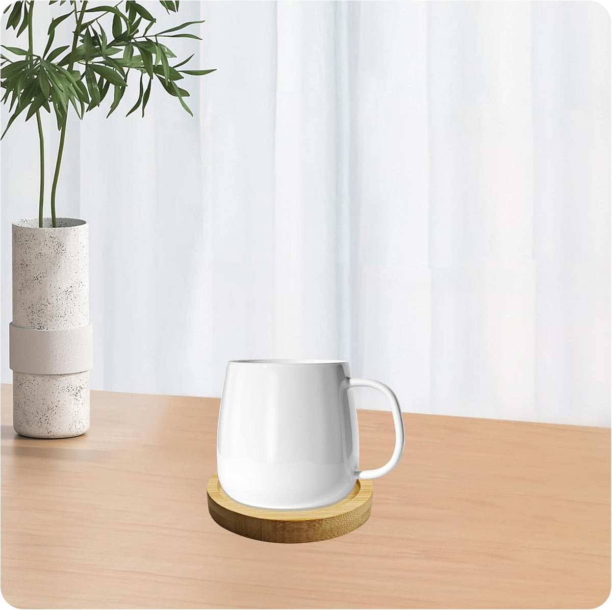 6Pcs 2.5” Bamboo Plant Saucer, Round Pot Tray for Indoor Planters, Succulent Holder Drainage Tray, Versatile Coaster Set for Home Office Decor
