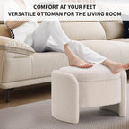 Storage Bench with Lamb Fleece Fabric, Vanity Stool Chair, Upholstered Ottoman with Small Hidden Storage for Bedroom, Living Room, Entryway, No Assembly Required, Beige