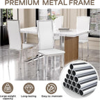 Modern Dining Chairs Set of 6, White Faux Leather with Chrome Silver Metal Legs, Curved High Back Design & Cloud Cushioning, Mid-Century Kitchen Chairs with Non-Slip Feet (Easy Assembly)