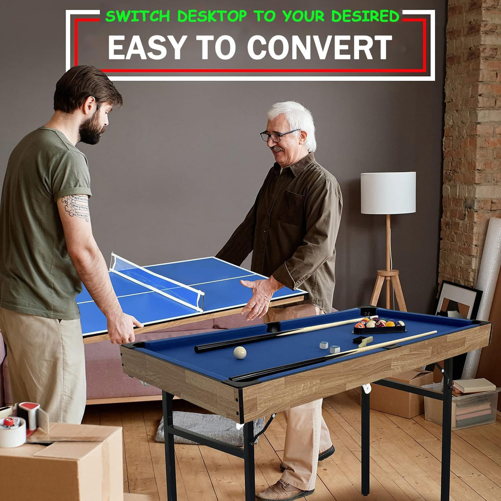 6 in 1 Multi Game Table Folding Pool Table, Billiard, Hockey, Table Tennis, Bowling, Shuffle Board and Tic Tac Toe with All Accessories