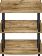 Furinno Turn-N-Tube 3-Tier Freestanding Multipurposes Display Rack, Bookshelf, Flagstaff Oak/Black
