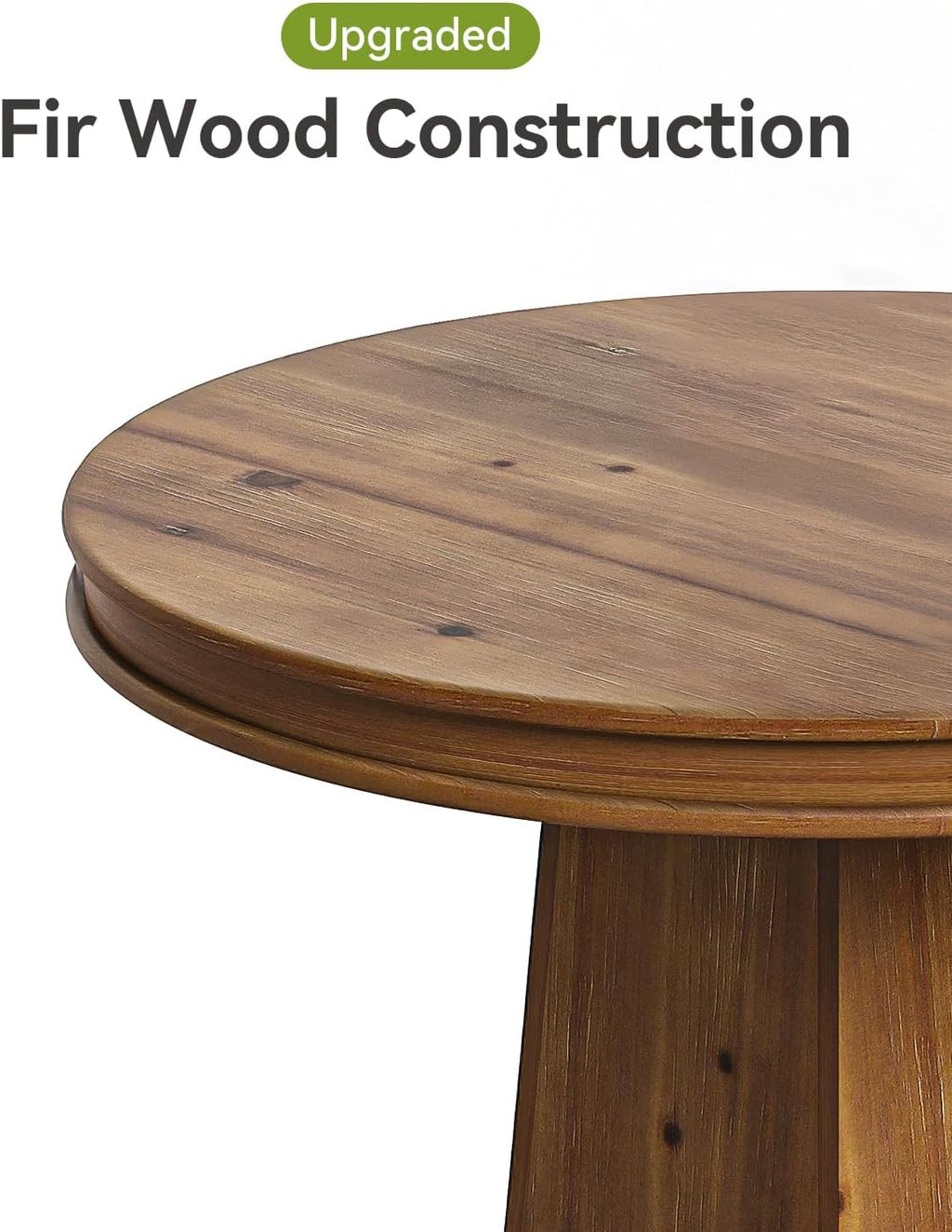 LITTLE TREE Solid Wood Round Dining Table, 31.5" Small Kitchen Table for 2, Modern Farmhouse Dinner Table for Dining Room, Kitchen, Living Room, Artistic Geometric Base, Table Only (Rustic Brown)