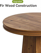 LITTLE TREE Solid Wood Round Dining Table, 31.5" Small Kitchen Table for 2, Modern Farmhouse Dinner Table for Dining Room, Kitchen, Living Room, Artistic Geometric Base, Table Only (Rustic Brown)
