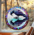 Raven Reflection Acrylic Suncatcher, Gothic Crow Window Hanging for Halloween and Dark Academia Decor