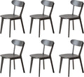 Dining Chairs, Kitchen Chairs, 100% Oak Solid Wood Modern Chair with Curved Backrest Kitchen & Dining Room Chairs Modern Chair for Living Room (Black, 6 Pack)