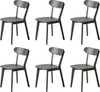 Dining Chairs, Kitchen Chairs, 100% Oak Solid Wood Modern Chair with Curved Backrest Kitchen & Dining Room Chairs Modern Chair for Living Room (Black, 6 Pack)