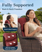 HILLGA Luxury 5 PCS Outdoor Swivel Rocker Patio Chairs of 2 with Side Table | 6 Inch Thick Cushions, All Weather Outdoor Chairs High Back Wicker Patio Furniture Set for Porch and Deck, Burgundy