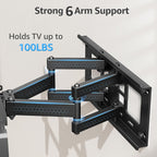 MOUNTUP Full Motion TV Wall Mount for 42-82'' TV, Holds 100lbs Fit 16" Stud | Full-motion TV mount tilts up 5° and down 10° for anti-glare, swivels ±45°, extends 15.7" and retracts 3" for space-saving