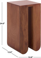 SAFAVIEH Home Collection - Catina Accent Table with Square Top & Walnut Brown Solid Wood Base, Modern Sculptural Side Table, Fully Assembled (ACC3225A)