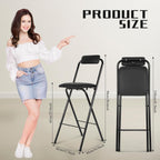 Thyle 1 Pcs Folding Bar Stool with Backrest Counter Height Seat,25.5 Inch | Tall Foldable Design for Kitchen Island Cafe Dining, Portable Space-saving, Leather Padded Seat Back, Metal Frame