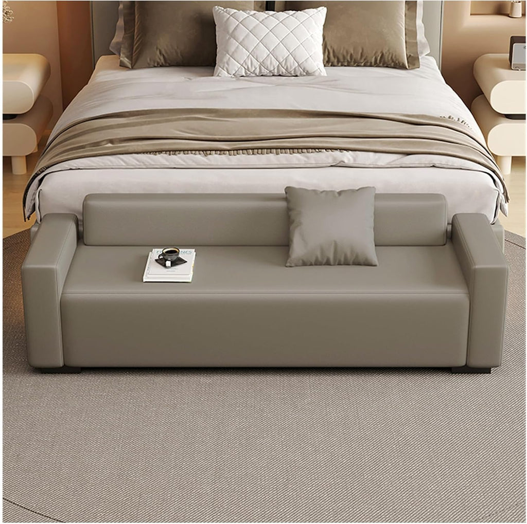 Modern End of Bed Bench for Bedroom, Entryway with Padded Seat & Solid Wood Legs for Living Room Dining Entryway(Beige,180 * 55 * 60cm)