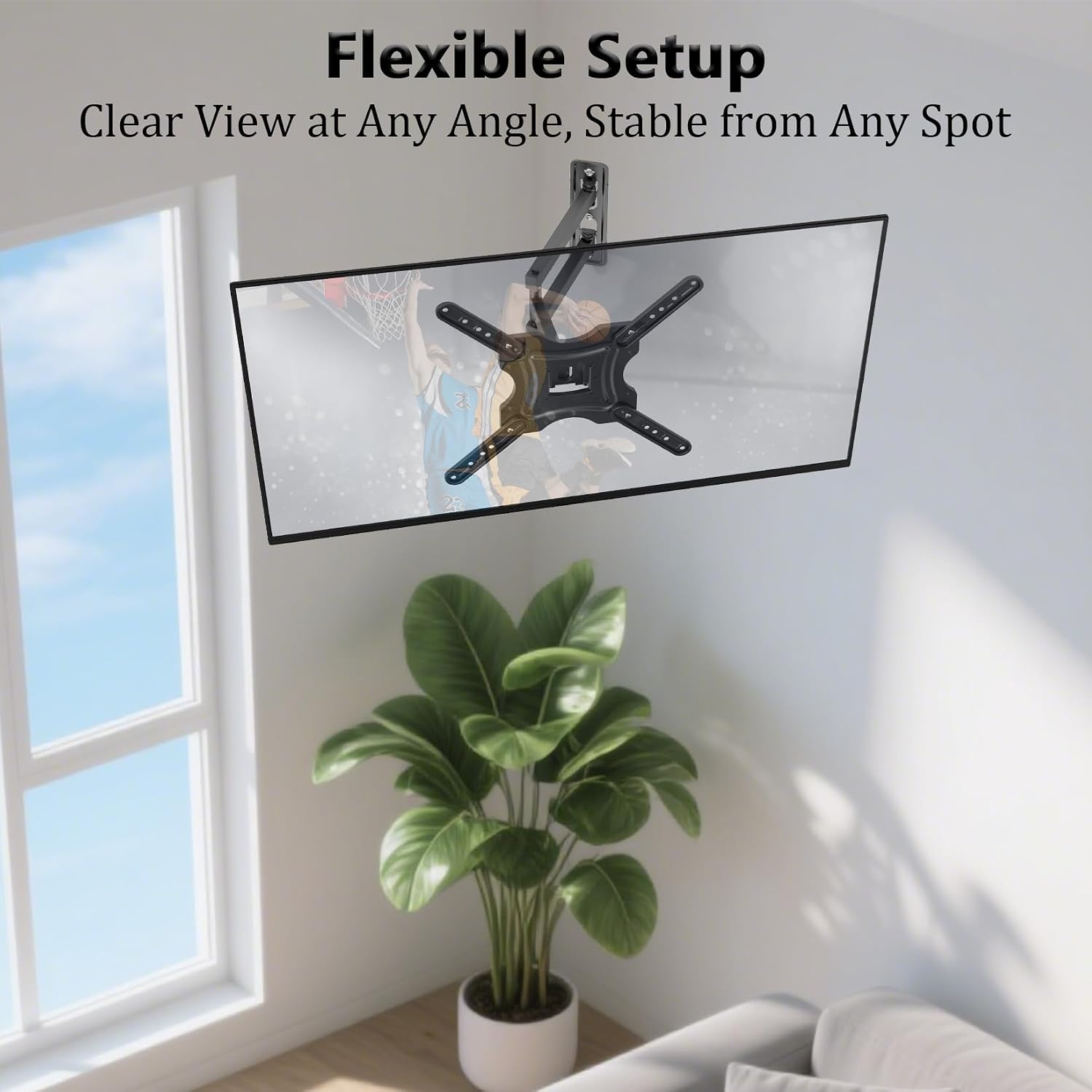 Full Motion TV Wall Mount, Corner Wall Mount Bracket with Swivel Tilt Arm, Fits VESA 400x400mm, 77 lbs Max, Universal TV Mount for LED Monitors Flat Screens for 26-55 Inch TVs