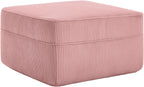 Corduroy Ottoman 30.3 Inch - No Assembly Needed Foot Rest Stool, Plush Sag-Free Cloud Ottoman for Living/Bedroom (Pink)