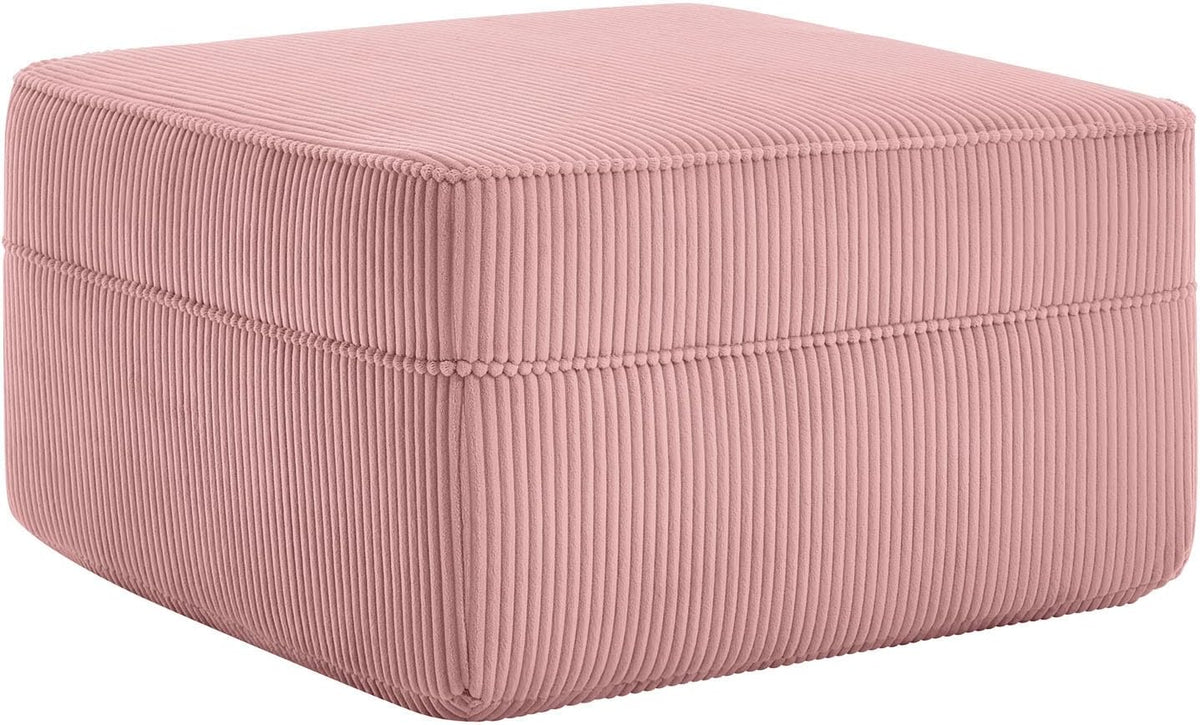 Corduroy Ottoman 30.3 Inch - No Assembly Needed Foot Rest Stool, Plush Sag-Free Cloud Ottoman for Living/Bedroom (Pink)