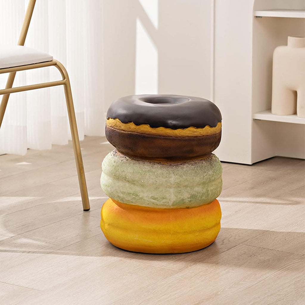 Food Shoe Changing Stool, Simulated Food Stool Comfortable Retro for Home (Coffee Donut)