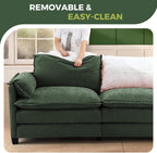 ELUCHANG 153" Oversized Modular Sectional Sofa, Comfy Chenille Cloud Couch, 6-Seater U Shaped Modern Deep Seat Sofa w/Removable Covers for Living Room, Bedroom, DIY Combination - Green