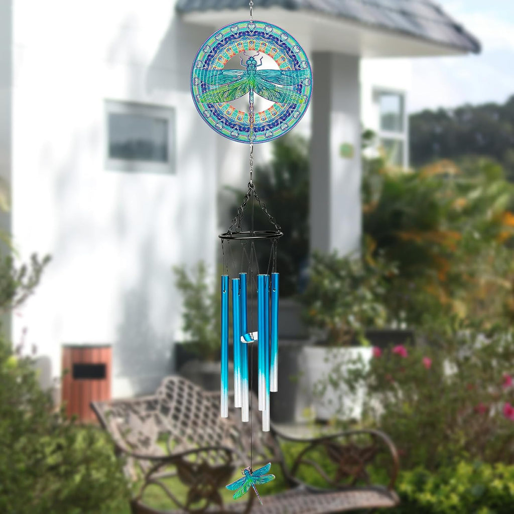 TUOKING Wind Chimes for Outside 3D Dragonfly Wind Spinner Windchimes Hanging Decoration for Outdoor Yard Garden Patio, Unique Gift for Mom,Women,Chimes Lovers