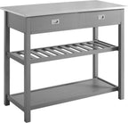 Crosley Furniture Chloe Rolling Kitchen Island | Storage Cart, Microwave Stand, Wine Rack, Gray