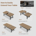 GarveeHome 63-83" Extendable Dining Table, Industrial Rectangular Dining Room Table for 6-8 People, Expandable Kitchen Table with Heavy Duty Metal Frame for Dining Room, Kitchen & Parties, Rustic Pear