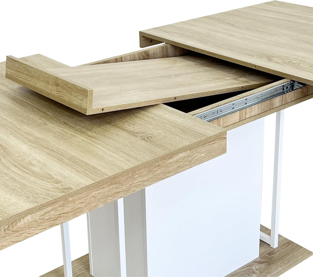 KEIKI Extendable Dining Table for 6-10 People, Dining Room Table for Gatherings, Living Meeting Room