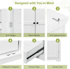 Shaker Style Kitchen Pantry with Drawers, Freestanding Storage Cupboard with Door Shelves, Adjustable Shelves and Pull-Out Trays,for Dining Room (White-B)