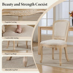 Kmax French Dining Chairs Set of 4, Farbric Upholstered Dining Chairs with Elegant Curved Legs High Back Armless Kitchen Chairs Side Chairs for Dining Room Restaurant - Linen, Beige/Natural Legs