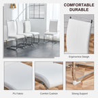 YUNDREAM Modern Marble Dining Table Set for 8,White Sliver 71''Dining Room Table with Chrome Plated XShaped Frame and Gray Leather Dining Chairs,Easy Assemble,Kitchen Table and Chairs for Dining Room