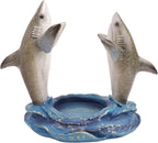 Needzo Shark Wine Bottle Holder, Nautical Bar Decor, Resin Beach House Accessory, 7.25 Inches
