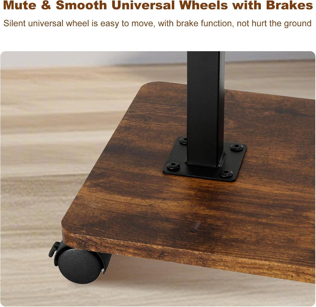 Side Table TV Tray for Couch,Height Adjustable C Shaped End Table for Small Spaces,Bedside Bathroom Living Room (Vintage Brown)