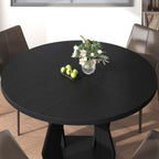 IBF Black Round Dining Table for 4-6, 47 Inch Kitchen Table with Spacious Tabletop Modern Circle Dining Table, Wood Dinner Table Pedestal Base for Dining Room, Kitchen,Living Room,Office