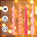 Nuanchu 4 Pcs Twisted Taper Candles Wax Unscented Smokeless Spiral Swirl Candlesticks for Wedding Holiday Dinner Party Home Decorations(7.87 Inch,Pure,Pink)