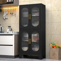 Erosoei Pantry Cabinet, 61" with Acrylic Glass Doors and Adjustable Shelves, Metal Kitchen Cabinet for Multiple Rooms