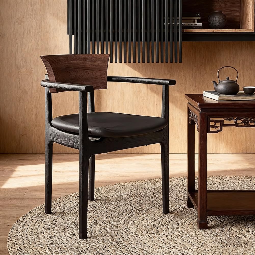 Etlegor Modern Leather Dining Chairs, Mid-Century Minimalist Breakfast Chairs with Comfortable Backrest and Sturdy Metal Legs for Kitchen & Dining Room Cafe(2PCS)