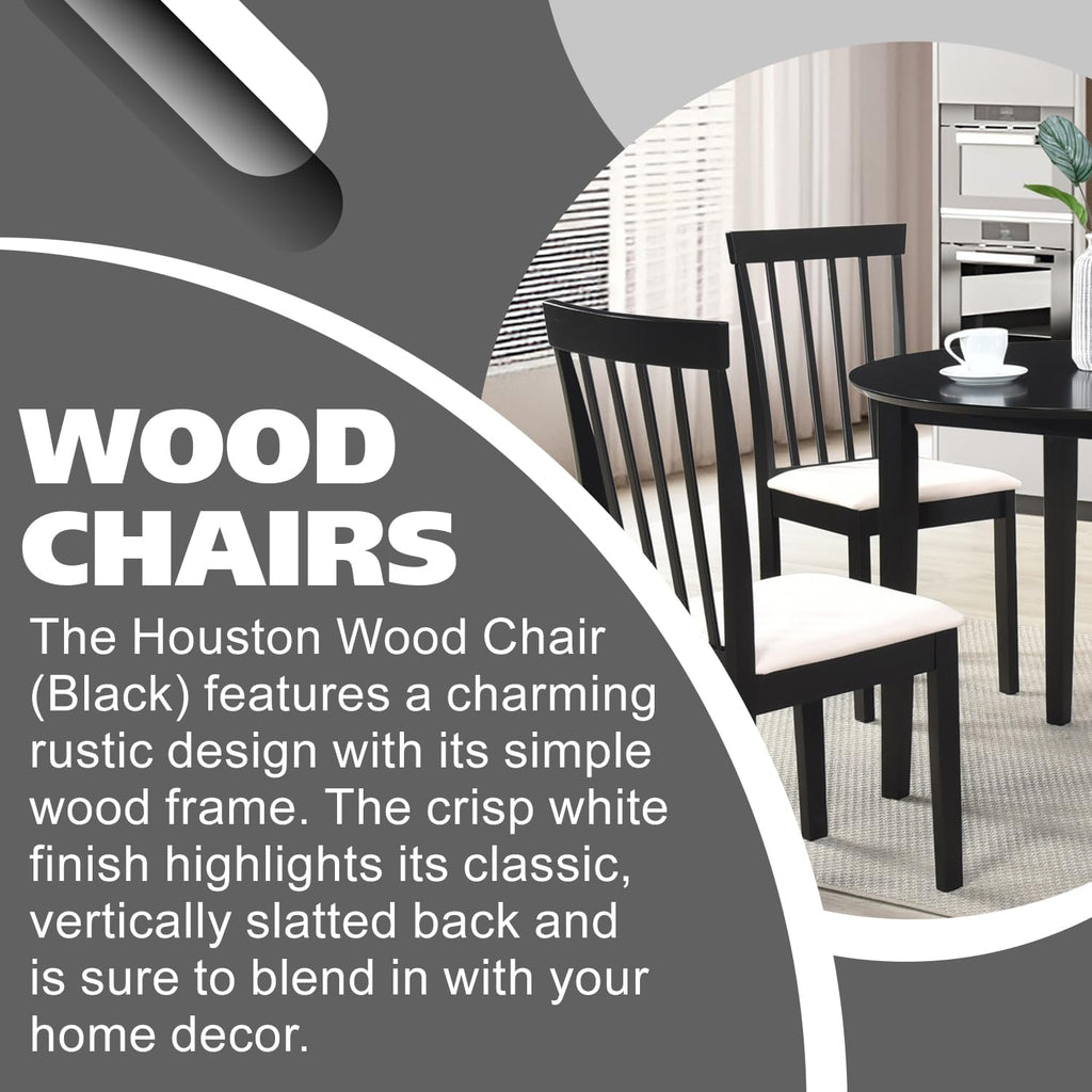 Kings Brand Furniture - Set of 4 Wood Dining Chairs - Upholstered Modern Dining Room Kitchen Armless Side Chair, Black