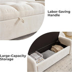 Oversized Ottoman Bench with Storage, Chenille Beige | Oversized Storage Bench，Ottoman Foot Rest