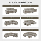 Lexicon Chenille Upholstered Rectangle Ottoman, Foot Stool, Black Faux Wood Feet, Durable Frame, Large Padded, Modular Sectional Couch Add Ons for Living Room, Bedroom, Assembly Required, Dark Pewter