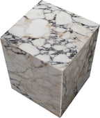 HomeRoots 20" Ivory Marble Square Block End Table