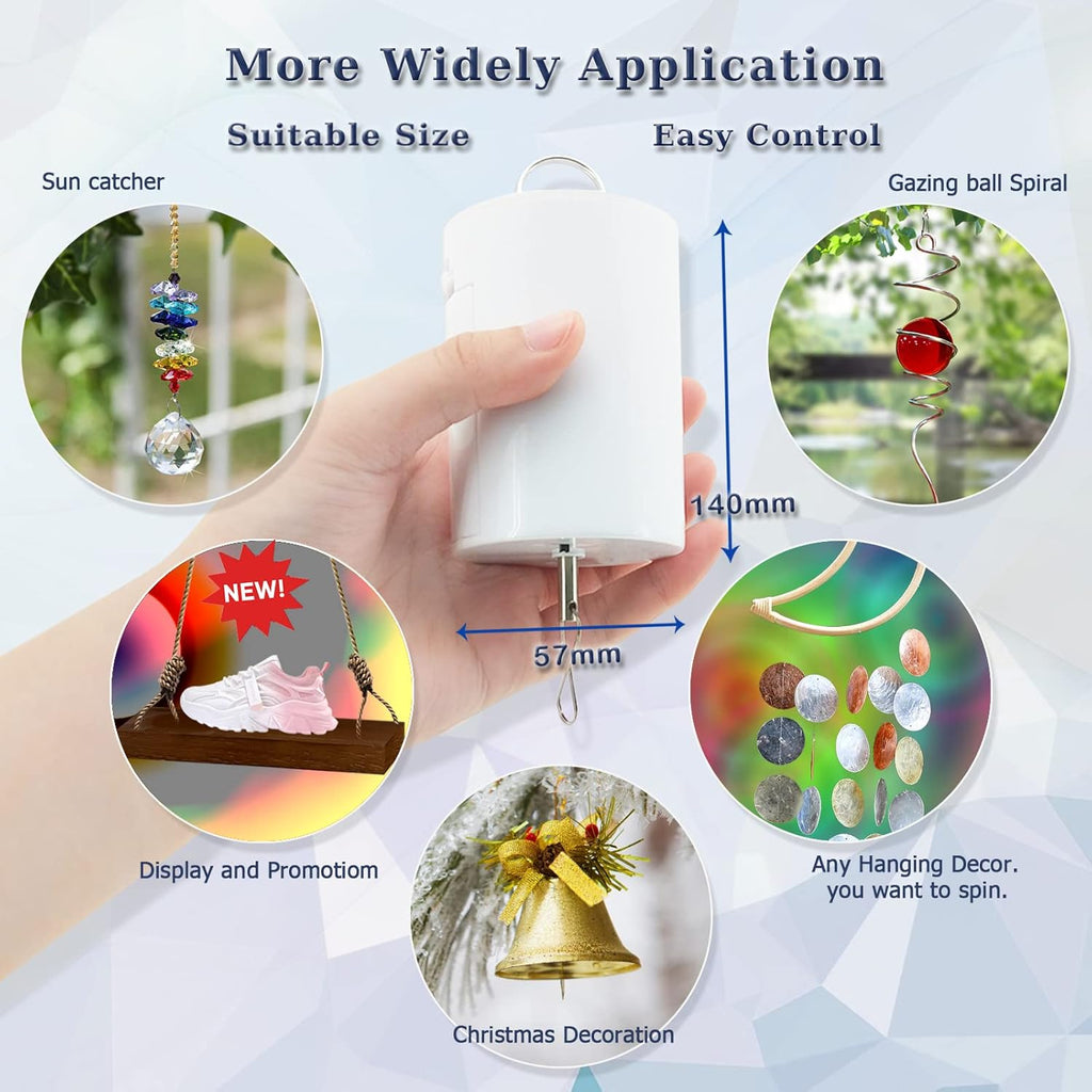 Hanging Display Motor with Remote Battery Operated 20 RPM Rotating Motor for Wind Spinner Mobile Yard Decor Hanging Ornaments Garden Sculptures-Medium Speed