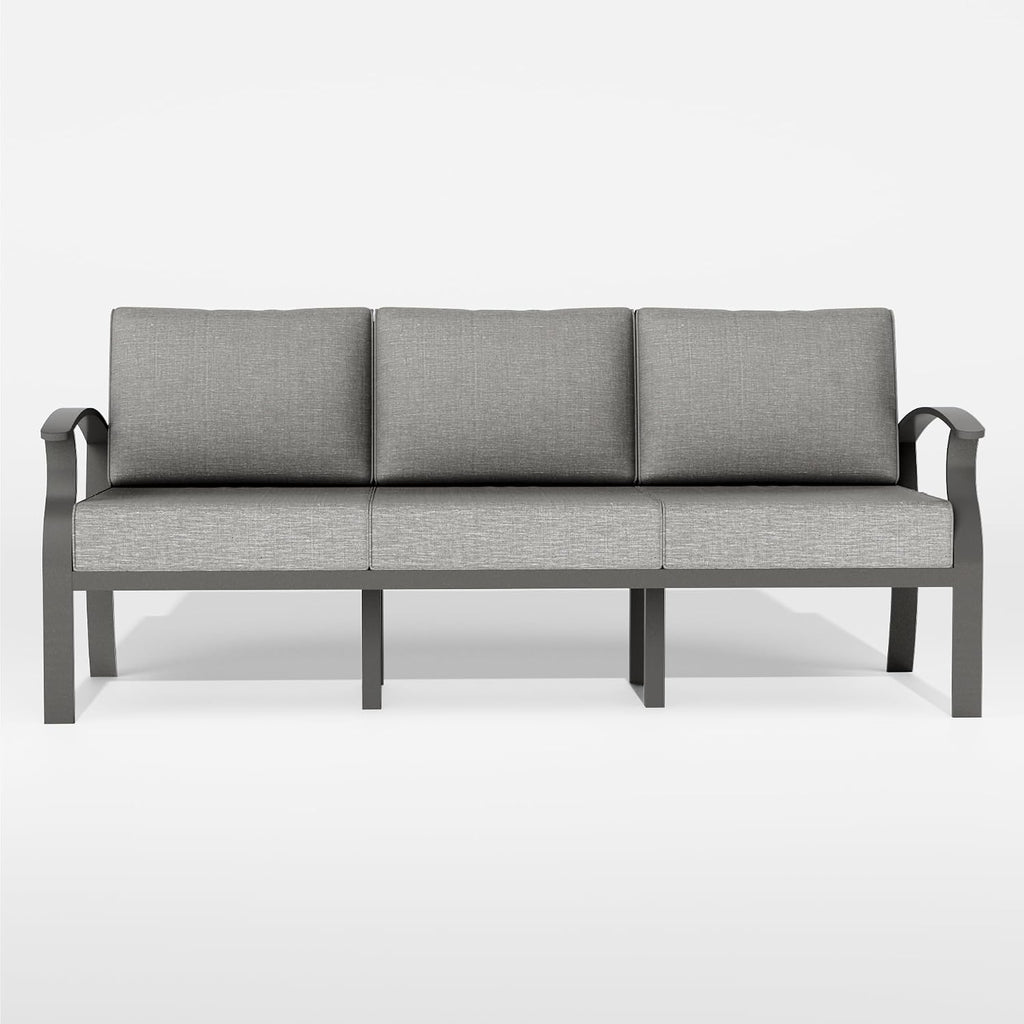 ALAULM Aluminum 3-Seat Patio Furniture Set, Metal Outdoor Furniture Sectional Sofas w/5.1" Cushions for Patio, Backyard, Poolside-Grey