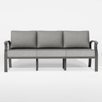 ALAULM Aluminum 3-Seat Patio Furniture Set, Metal Outdoor Furniture Sectional Sofas w/5.1" Cushions for Patio, Backyard, Poolside-Grey