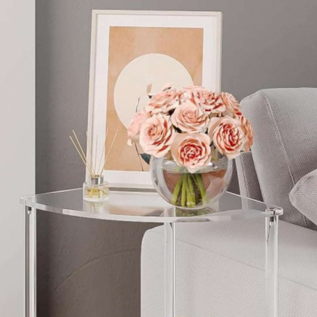 Corner Shelf, 3 Tier Acrylic Corner Side Table, 25.6 inch Standing Triangle End Table, Modern Home Display and Storage Shelf, Small Bedside Tables for Bedroom, Living Room,