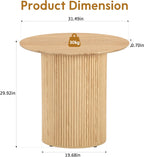 AVZEAR 31.5" Round Dining Table for 2 People, Small Kitchen Dinner Table with Fluted Wood Base, Farmhouse Circle Dining Tables for Home, Kitchen, Dining Room, Living Room (Nature)