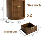 Nightstands Set of 2, Mid Century Modern 3 Drawer Bedside Tables with Arched Fronts and Gold Handles, Walnut End Tables for Bedroom, Living Room, Small Spaces，Walnut