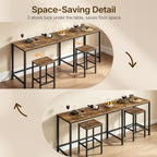 YATINEY L-Shaped Bar Table Chairs Set, 78.7" Bar Height Table and 2 Chairs, Convertible Bar Table with Stools for Kitchen, Corner, Apartment, Easy to Assemble, Rustic Brown and Black BT14BR